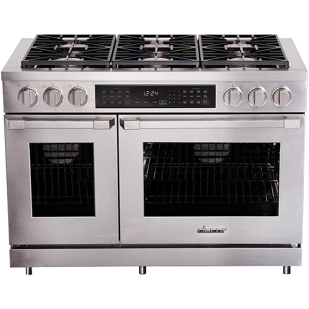 Dacor - Professional 5.2 Cu. Ft. Self-Cleaning Freestanding Double Oven Dual Fuel Convection Range, LP, High Altitude - Silver stainless steel