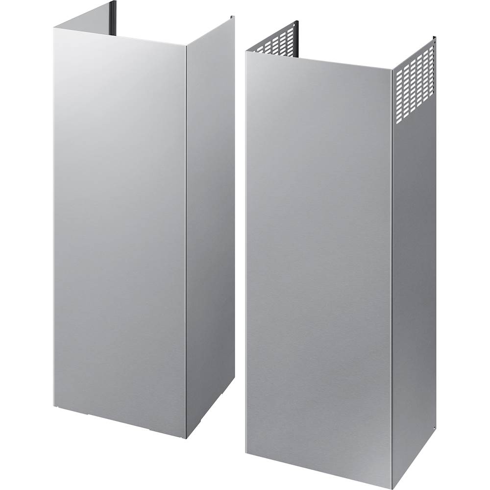Left View: Samsung - Chimney Hood Extension Kit for Select 30" and 36" Range Hoods - Stainless Steel