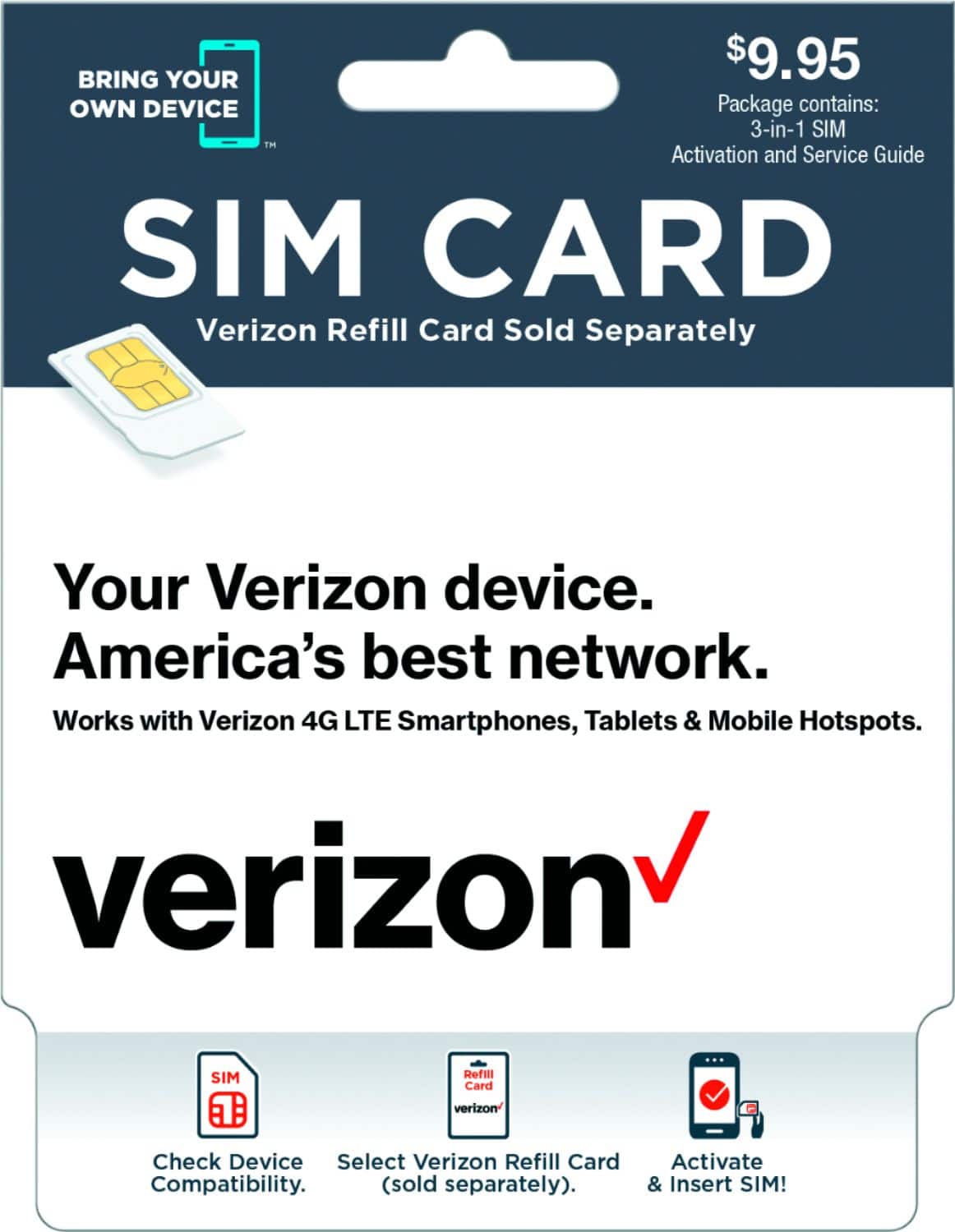 Front. Verizon - SIM Card Kit.