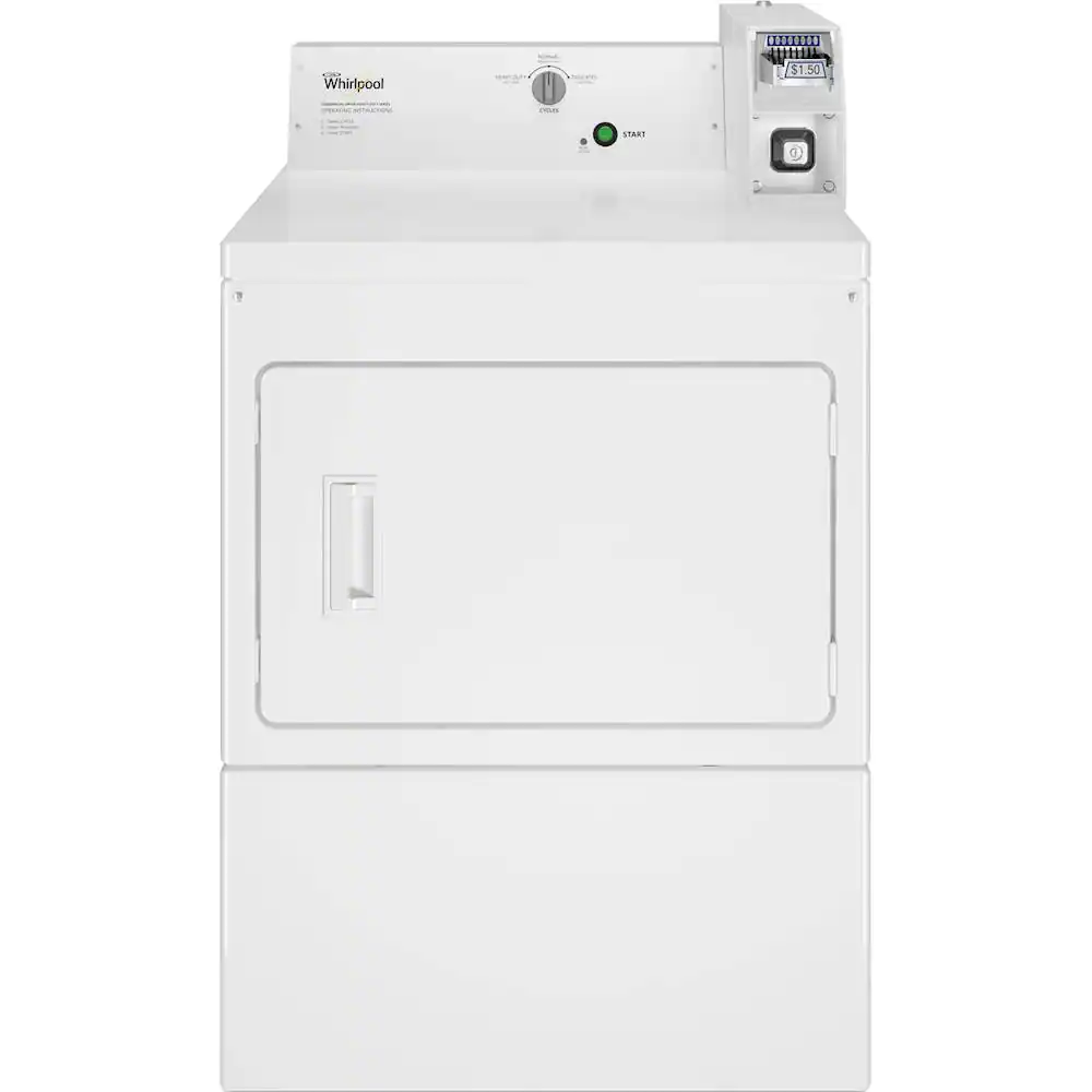 Whirlpool - 7.4 Cu. Ft. Commercial Electric Dryer with Coin Slide - White