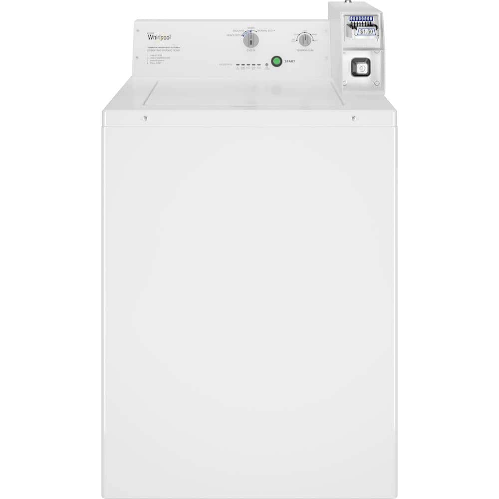 Whirlpool - 3.3 Cu. Ft. Commercial Top Load Washer with Coin Slide - White - Front_Zoom
