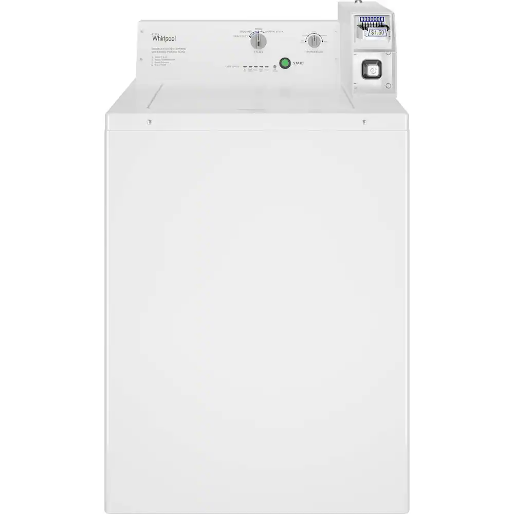 Whirlpool - 3.3 Cu. Ft. Commercial Top Load Washer with Coin Slide - White