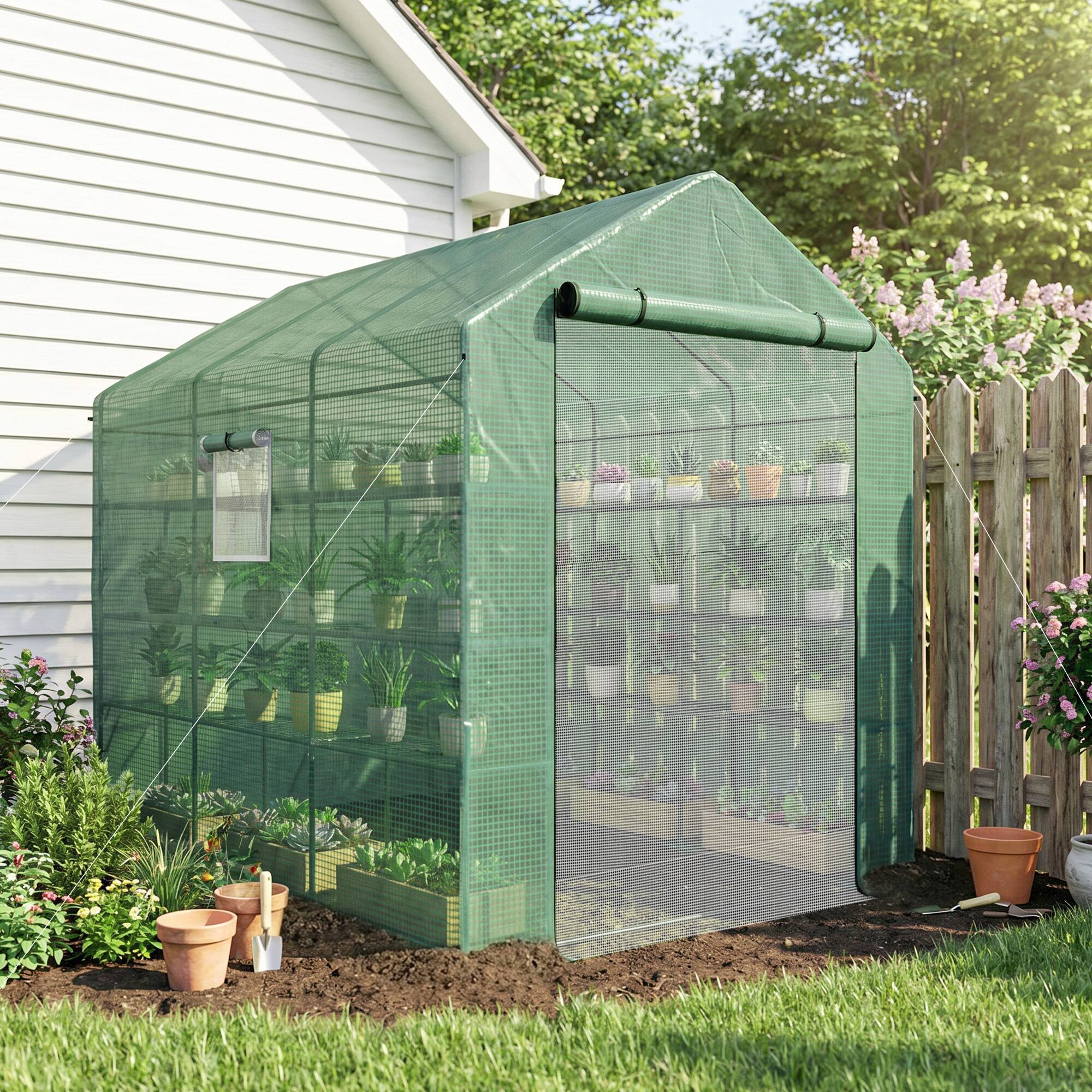 Alt View 1. Outsunny - x 6' x 7' Temporary Greenhouse for Growing Flowers with Mesh Door & Windows.