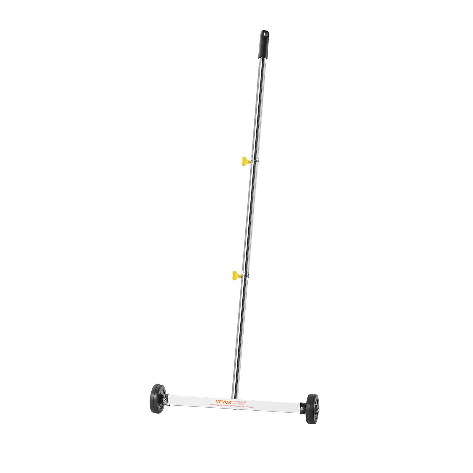 Alt View 5. VEVOR - Magnetic Sweeper with Wheels, 17 inch, 10 lbs Load Capacity, Lightweight Magnetic Pickup Sweeper with Adjustable Handle - Silver.