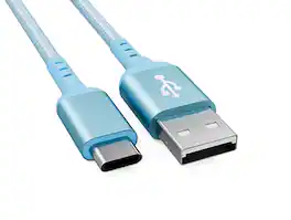 Cable Leader - USB 2.0 USB-A to USB-C Braided Charging Cable, Tangle-Free Nylon, 3A Fast Charge for Phone, Tablet - Blue
