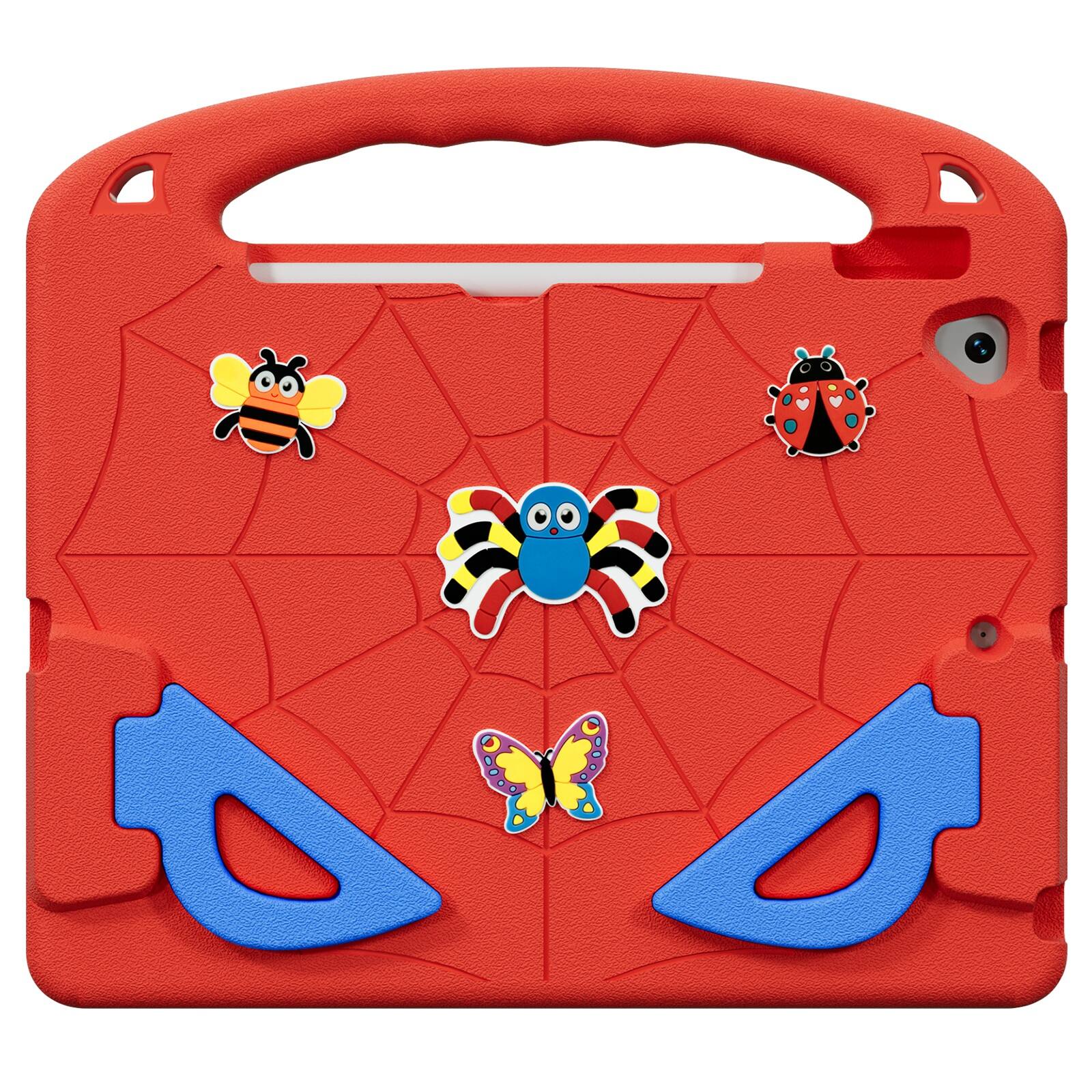 Left. UUCOVER - Kids Case for iPad 9th 8th 7th Generation 10.2-inch (2021/2020/2019) Shockproof EVA Handle Stand Cover+Shoulder Strap - Red/Blue.