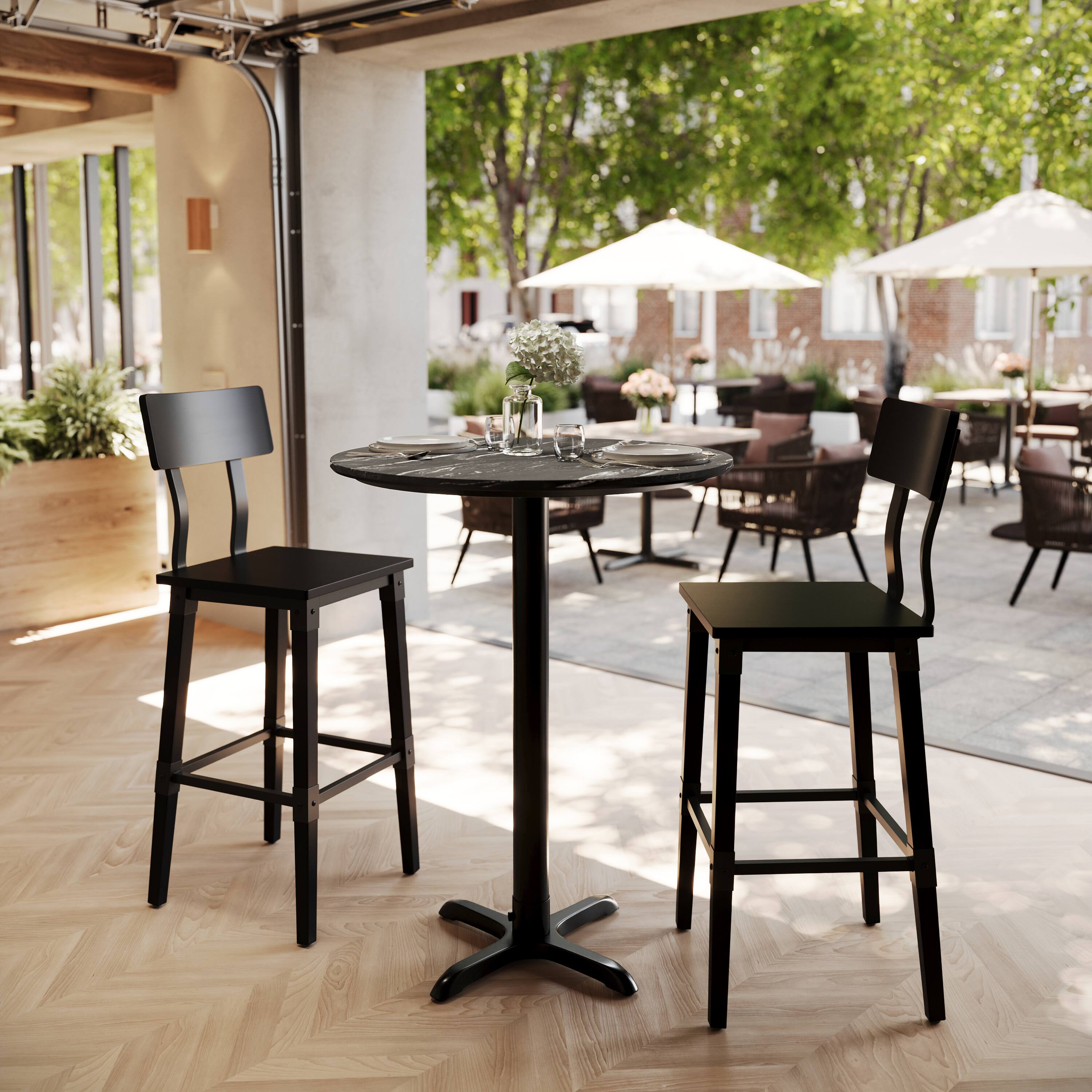Alt View 1. Emma + Oliver - PureShield Tabletop with Seam-Free Surface Innovation and Bar Height Base - Black Faux Marble/Black Base.