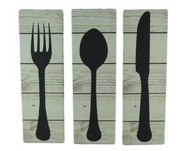 Timeless By Design - Farmhouse Flatware 3 Piece Canvas Wall Print Set - Black