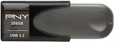 Front. PNY - Elite Turbo Attache 4 256GB USB 3.2 Flash Drive - Gray.