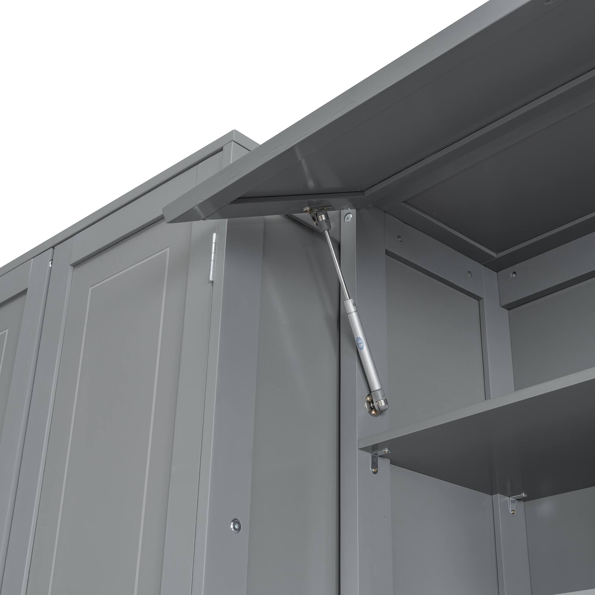 Alt View 5. Anysun - Queen Size Murphy Bed Wall Bed with Closet , Drawers and Shelves - Gray.