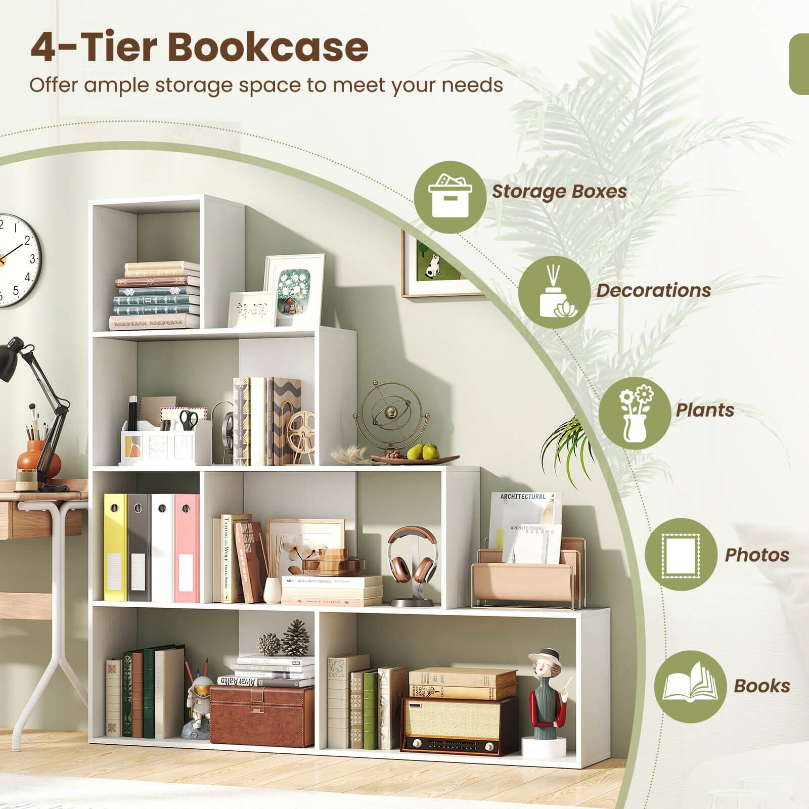 4-Tier Bookcase Offer ample storage space to meet your needs Storage Boxes : I S : I 5 2 3 4 1A Decorations : AAEAA SNAPSATA Plants : ARCHISATURAL Photos : FELON Books