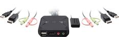 Front. IOGEAR - 2-Port USB DisplayPort Cable KVM Switch - Black.