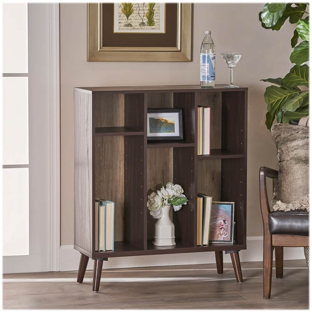 Left View: Noble House - Vinita Book Shelf - Walnut/Sanremo Oak