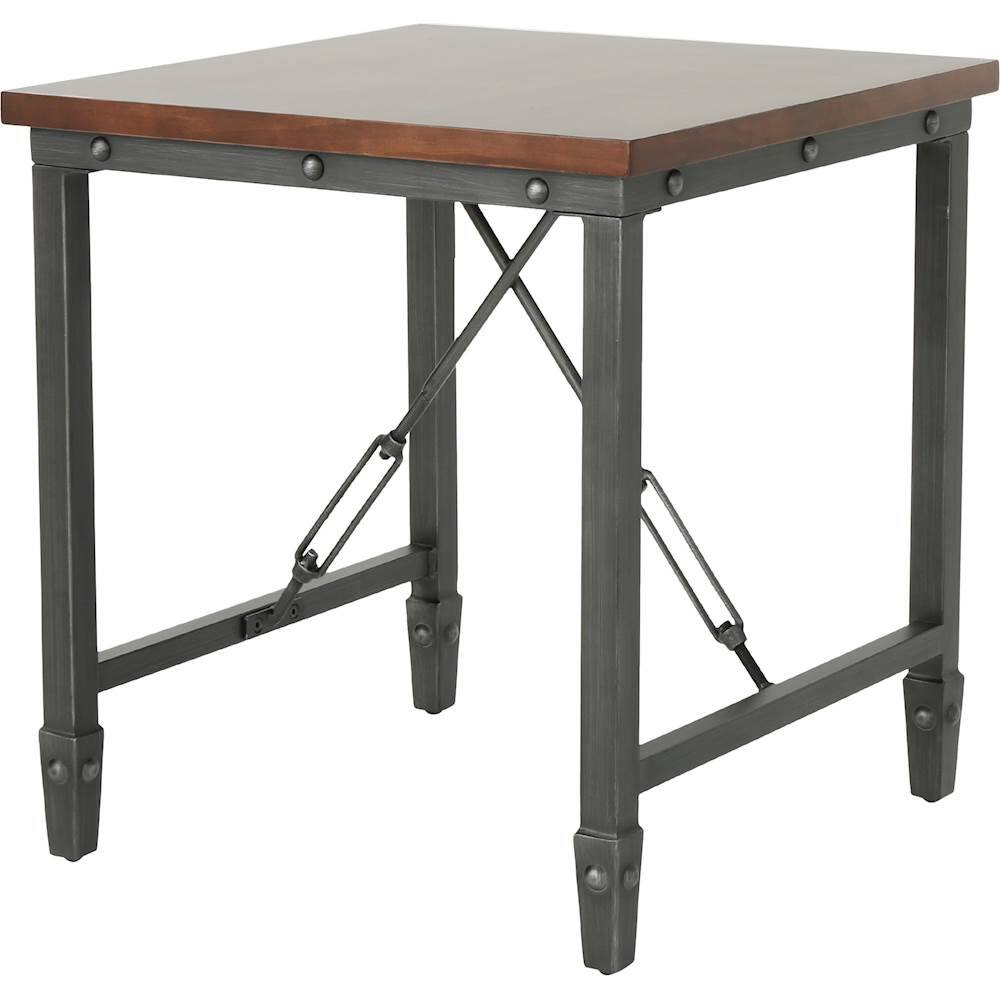 Left View: Noble House - Riverton Industrial Side Table - Dark Walnut