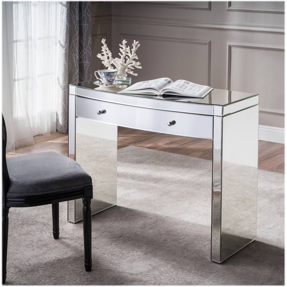 Best Buy: Noble House Baudette Curved Mirrored Console Table Silver 301868