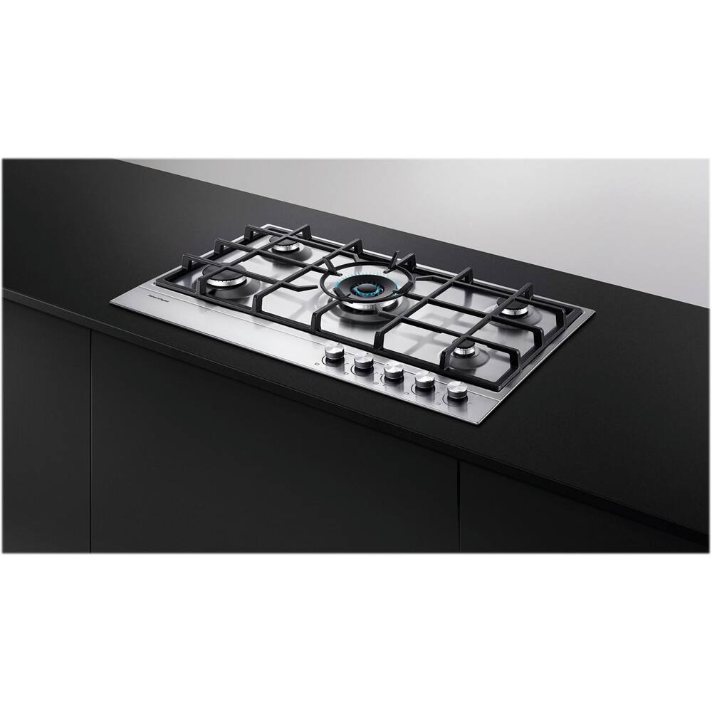Alt View 11. Fisher & Paykel - 35.4" Gas Cooktop - Stainless Steel With Polished Strip.