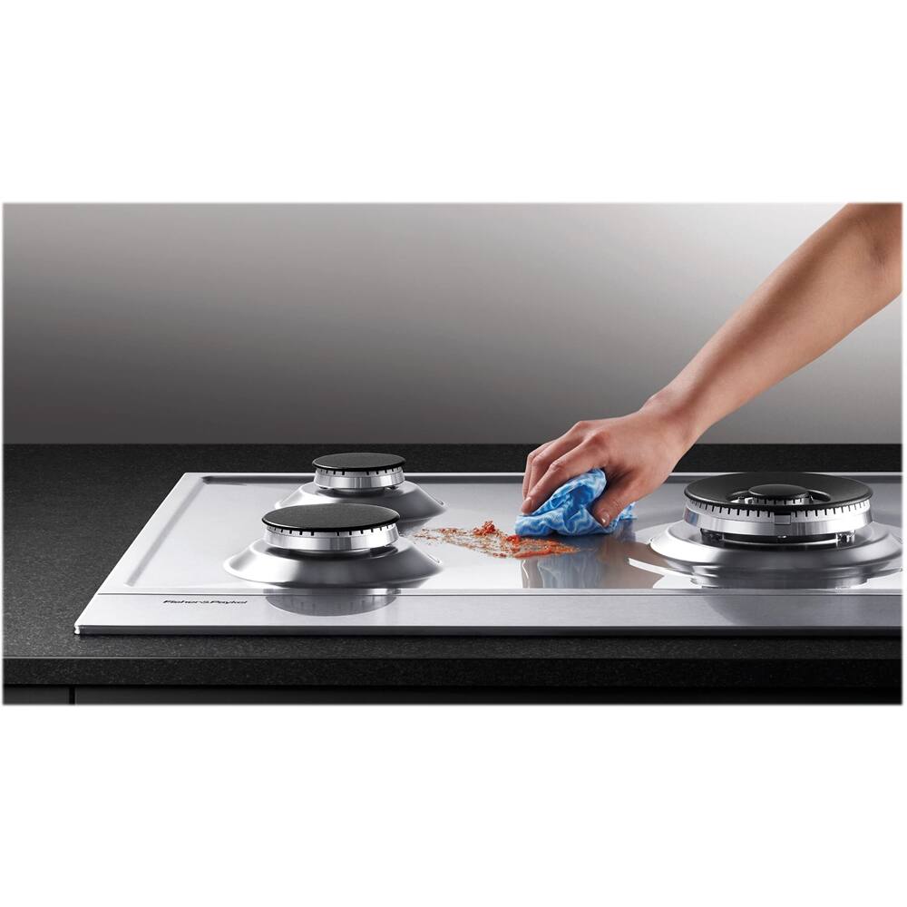 Alt View 15. Fisher & Paykel - 35.4" Gas Cooktop - Stainless Steel With Polished Strip.