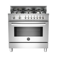Bertazzoni - 4 Cu. Ft. Self-Cleaning Freestanding Dual Fuel Convection Range - Stainless Steel - Front_Zoom