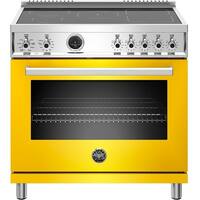 Bertazzoni - 5.7 Cu. Ft. Self-Cleaning Freestanding Electric Induction Convection Range - Giallo Glossy - Front_Zoom