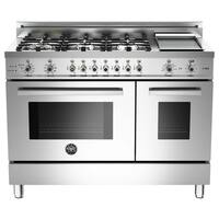 Bertazzoni - Self-Cleaning Freestanding Double Oven Dual Fuel Convection Range - Stainless steel - Front_Zoom