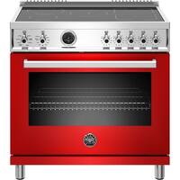 Bertazzoni - 5.7 Cu. Ft. Self-Cleaning Freestanding Electric Induction Convection Range - Rosso Glossy - Front_Zoom