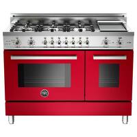Bertazzoni - Self-Cleaning Freestanding Double Oven Dual Fuel Convection Range - Red - Front_Zoom