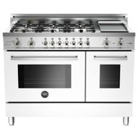 Bertazzoni - Self-Cleaning Freestanding Double Oven Dual Fuel Convection Range - White - Front_Zoom