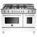 Front. Bertazzoni - Self-Cleaning Freestanding Double Oven Dual Fuel Convection Range - White.
