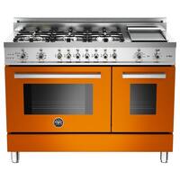 Bertazzoni - Self-Cleaning Freestanding Double Oven Dual Fuel Convection Range - Orange - Front_Zoom