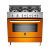 Bertazzoni - 4 Cu. Ft. Self-Cleaning Freestanding Dual Fuel Convection Range - Orange - Front_Zoom