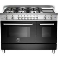 Bertazzoni - Self-Cleaning Freestanding Double Oven Dual Fuel Convection Range - Black - Front_Standard