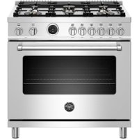 Bertazzoni - 5.7 Cu. Ft. Self-Cleaning Freestanding Dual Fuel Convection Range - Stainless Steel - Front_Zoom