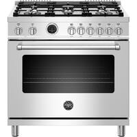 Bertazzoni - 5.7 Cu. Ft. Self-Cleaning Freestanding Dual Fuel Convection Range - Stainless steel - Front_Zoom