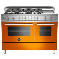 Bertazzoni - Freestanding Double Oven Gas Convection Range - Orange - Front_Zoom