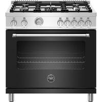 Bertazzoni - 5.9 Cu. Ft. Freestanding Gas Convection Range - Black Matte - Front_Zoom