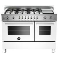 Bertazzoni - Freestanding Double Oven Gas Convection Range - White - Front_Zoom