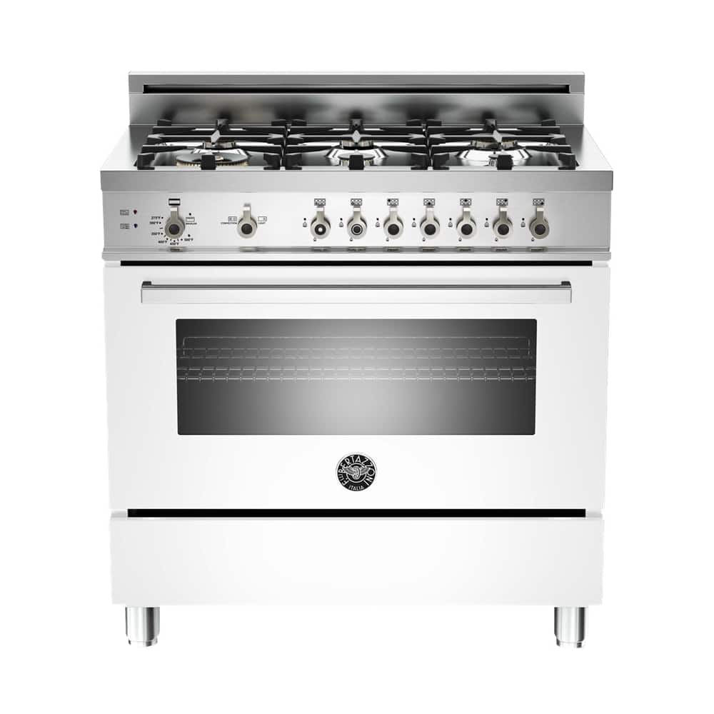 Bertazzoni - 4.4 Cu. Ft. Freestanding Gas Convection Range - White - Front_Zoom
