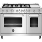 Front Zoom. Bertazzoni - Freestanding Double Oven Gas Convection Range - Stainless Steel.