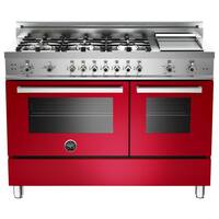 Bertazzoni - Freestanding Double Oven Gas Convection Range - Red - Front_Zoom