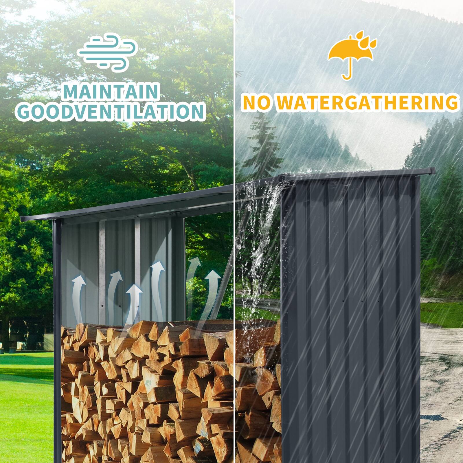 MAINTAIN GOOD VENTILATION  
NO WATER GATHERING