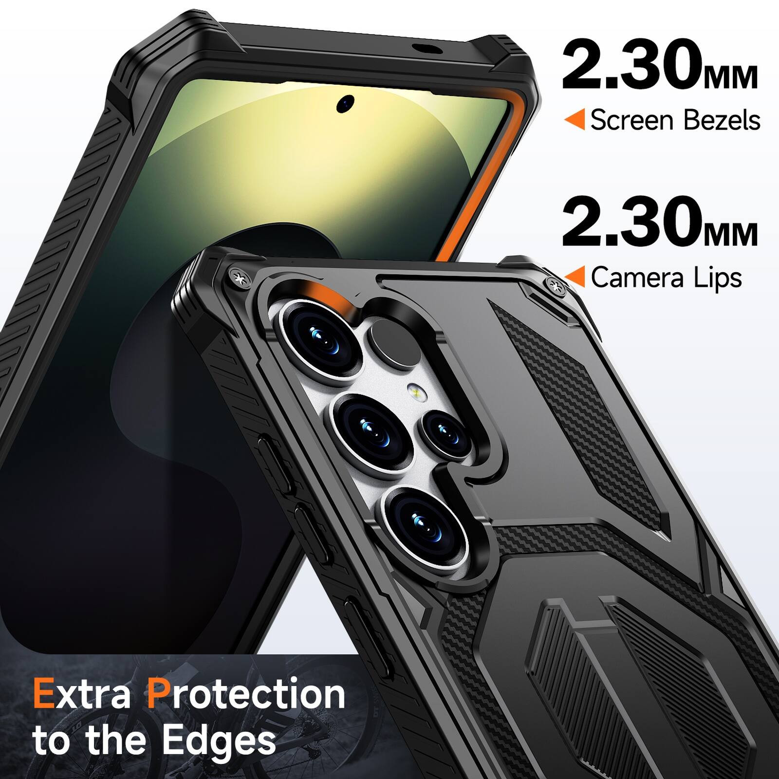 2.30MM Screen Bezels  
2.30MM Camera Lips  
Extra Protection to the Edges