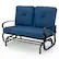 Front. Costway - Glider Outdoor Patio Rocking Bench Loveseat Cushioned Seat Steel Frame - Navy.