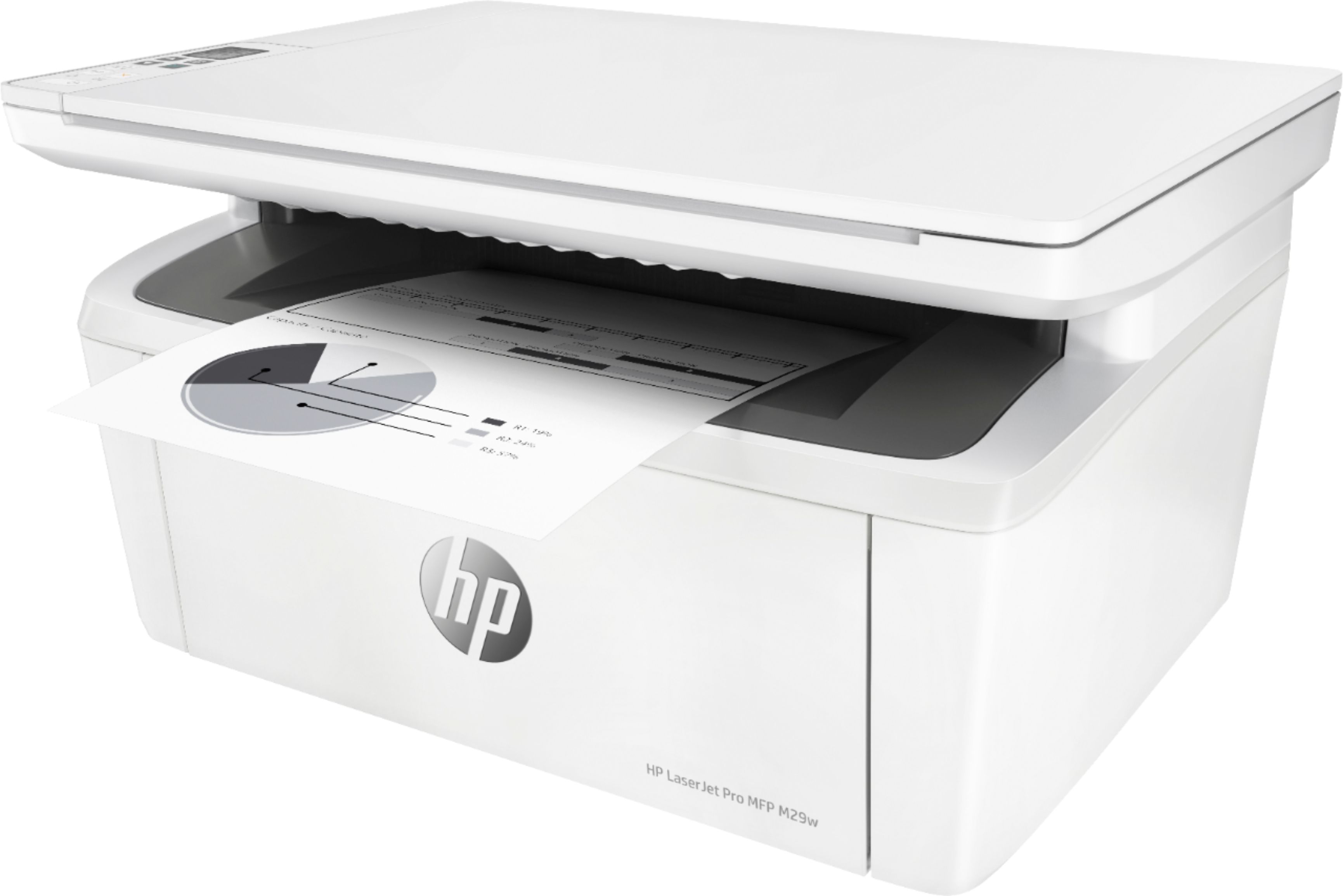 Left View: HP - LaserJet Pro MFP M29W Wireless Black-and-White All-In-One Laser Printer - White