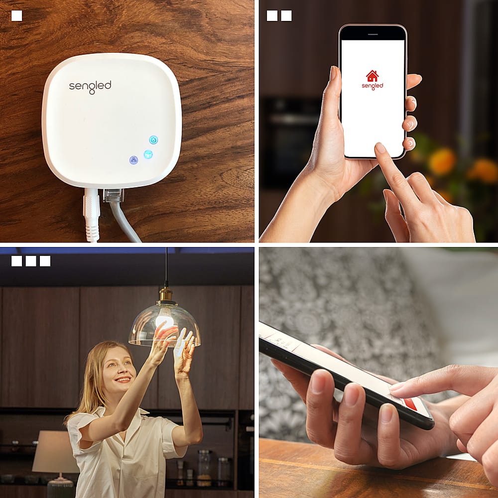 Left. Sengled - Smart A19 LED 60W Add-on Bulb Works with Amazon Alexa, Google Assistant & SmartThings - Multicolor.