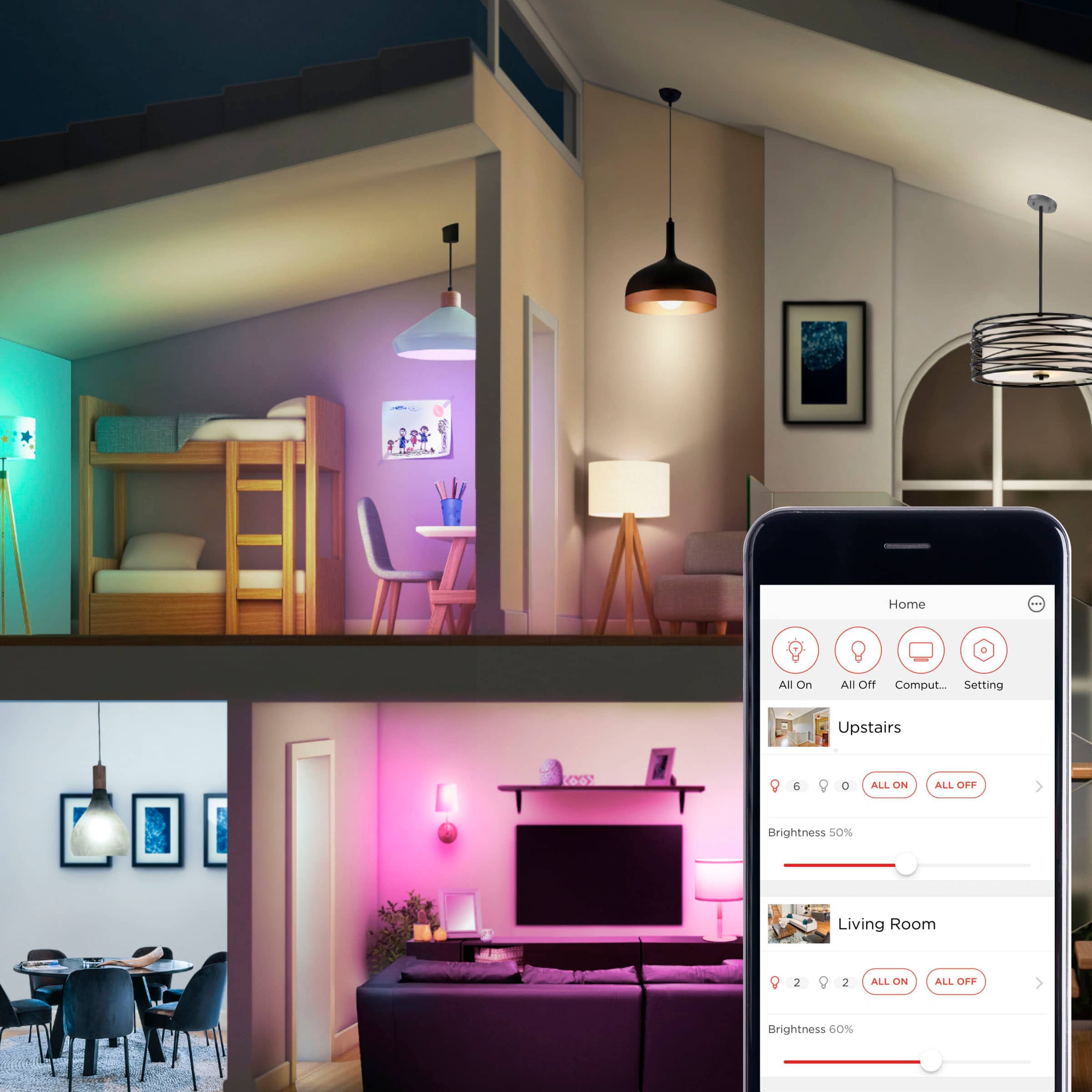 Alt View 14. Sengled - Smart A19 LED 60W Bulbs Works with Amazon Alexa, Google Assistant & SmartThings (2-Pack) - Multicolor.