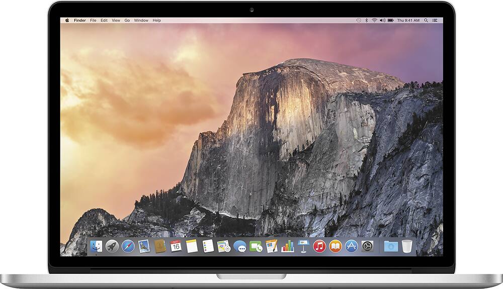 Front. Apple - Geek Squad Certified Refurbished MacBook Pro with Retina display - 15.4" Display - 16GB Memory - 256GB Flash Storage - Silver.
