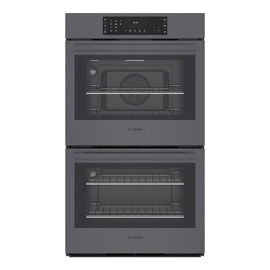 Front Zoom. Bosch - 30" Built-In Double Electric Convection Wall Oven - Black stainless steel.