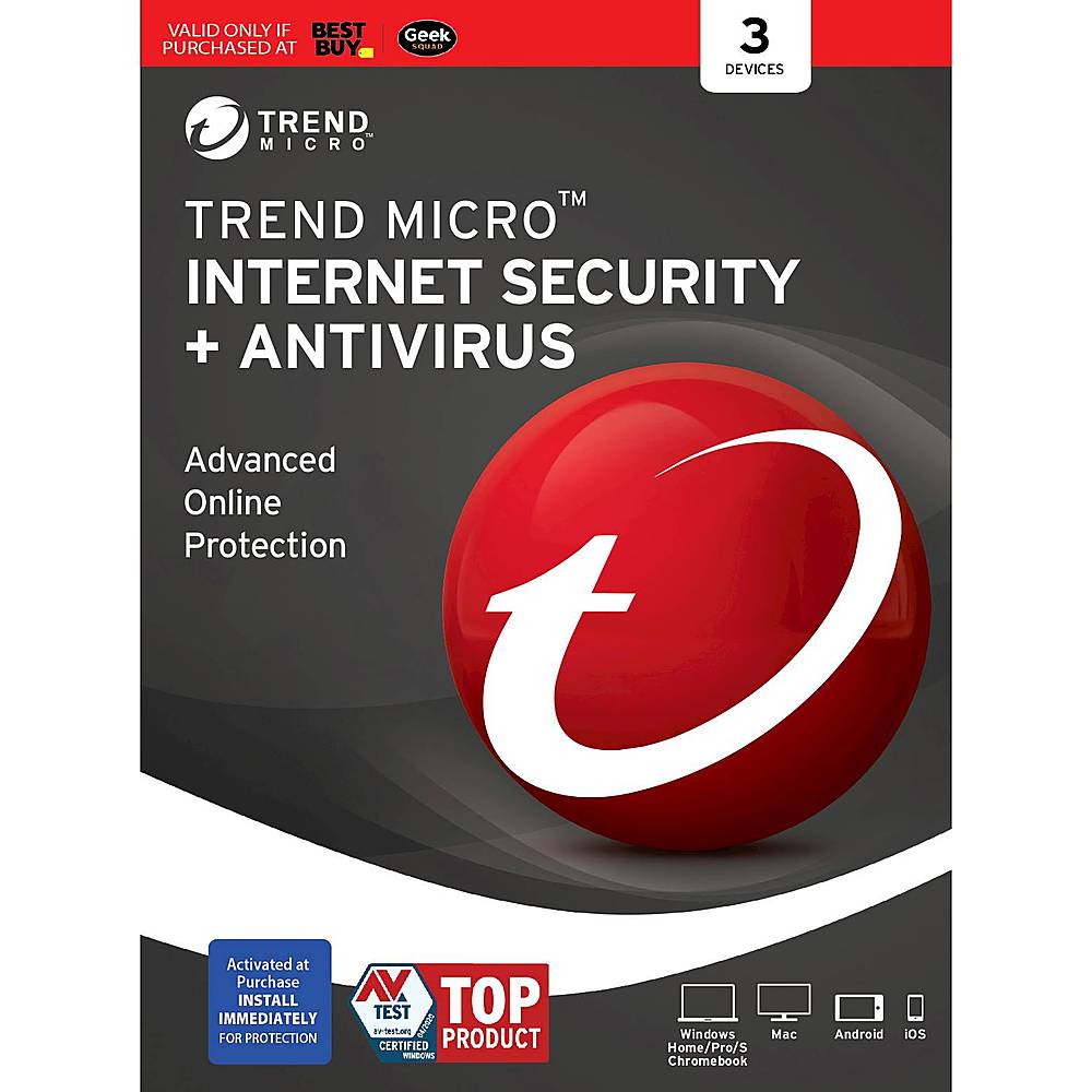 Trend Micro Internet Security + Antivirus (3 Devices) (Yearly Subscription-Auto Renewal) - Android, Mac, Windows, iOS [Digital]