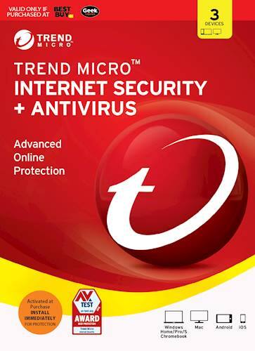 Trend Micro Internet Security + Antivirus (3 Devices) (2-Year Subscription-Auto Renewal) - Android|Mac|Windows|iOS [Digital] - Larger Front