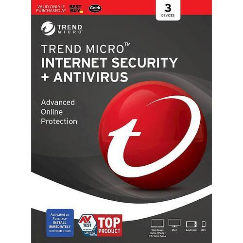 Trend Micro Internet Security + Antivirus (3 Devices) (3-Year Subscription-Auto Renewal) - Android|Mac|Windows|iOS [Digital] - Larger Front
